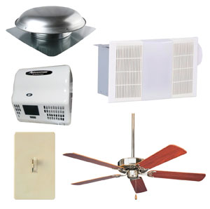 Fans - Attic, Fan/Light, Hand Dryer, Controls