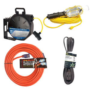 Outdoor / Indoor Ext Cords, Reels & Trouble Light