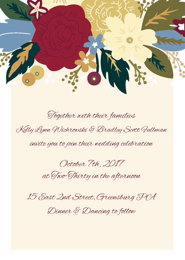 Instant Print Sample Wedding Invitation