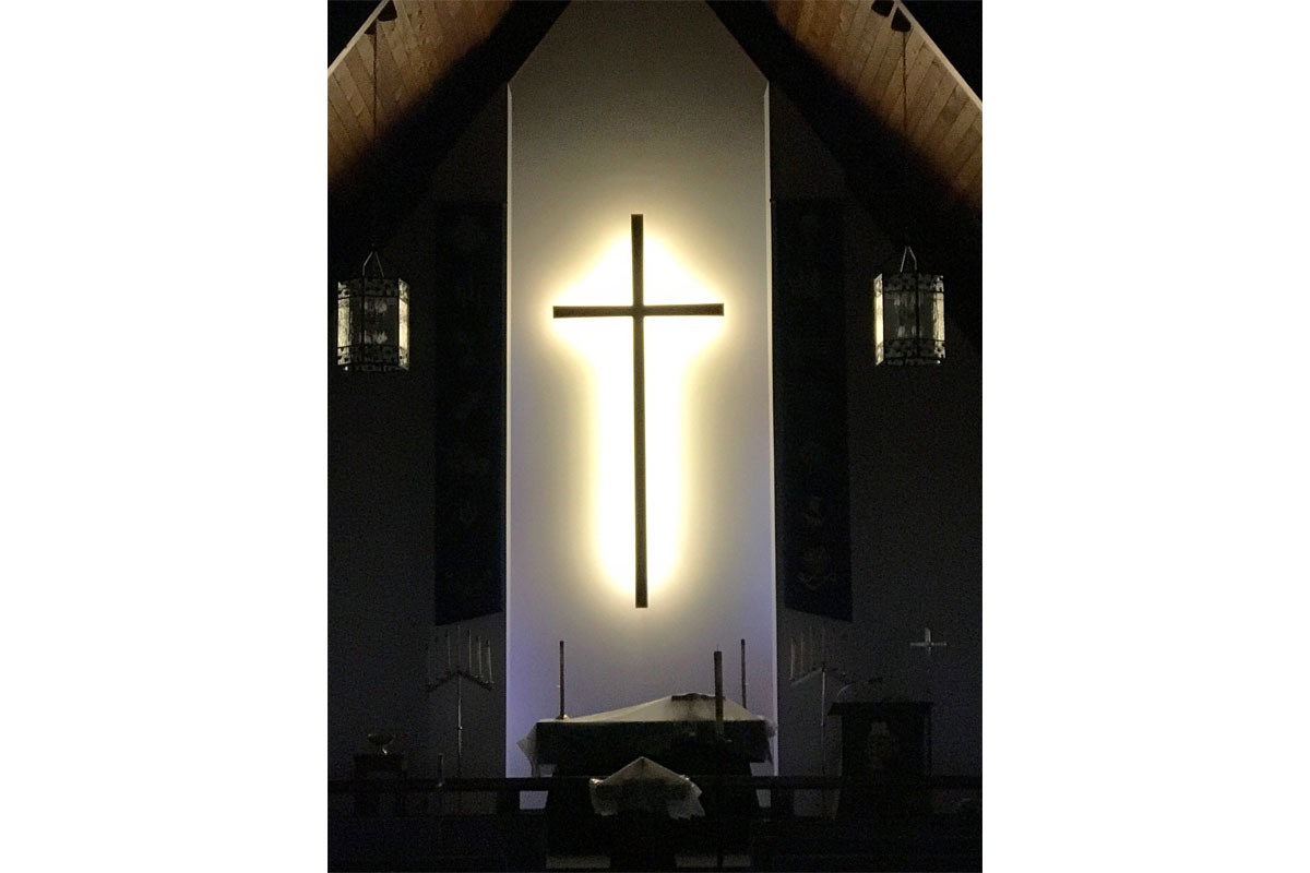 Lighted cross in Greensburg, PA