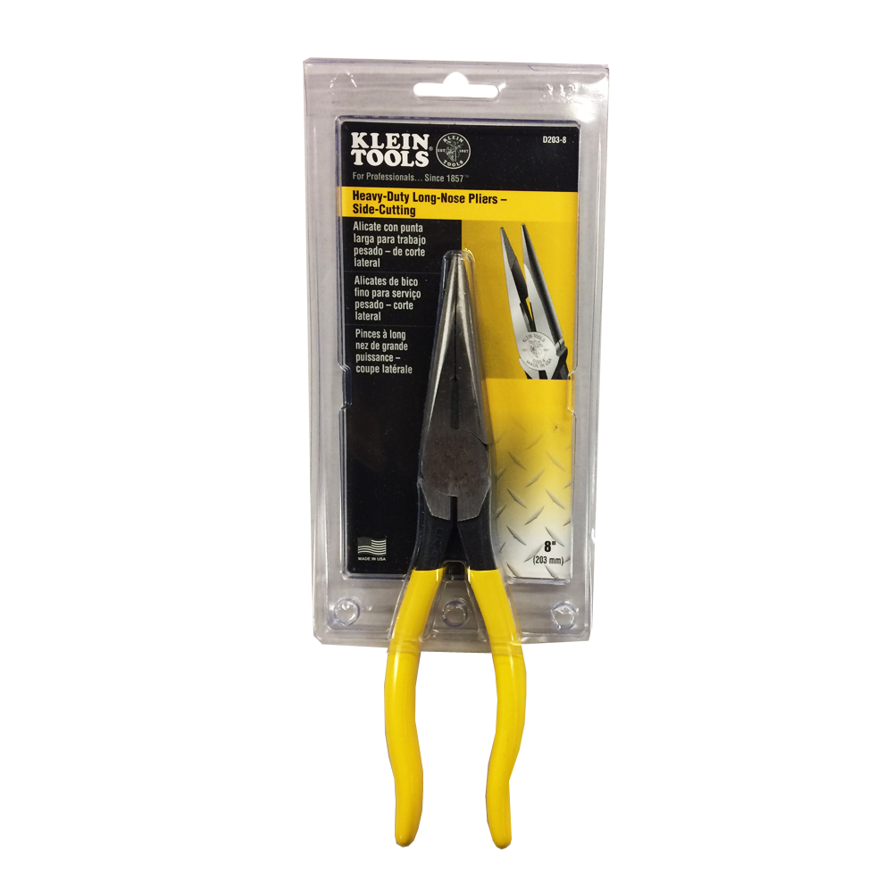 Klein Tools J203-8 Long Nose Side Cutting Pliers, 8