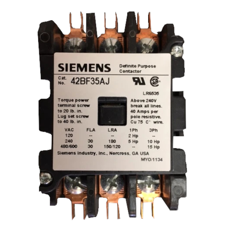 Siemens 42BF35AJ 24V 30A 3 Pole Definite Purpose Contactor Furnas 
