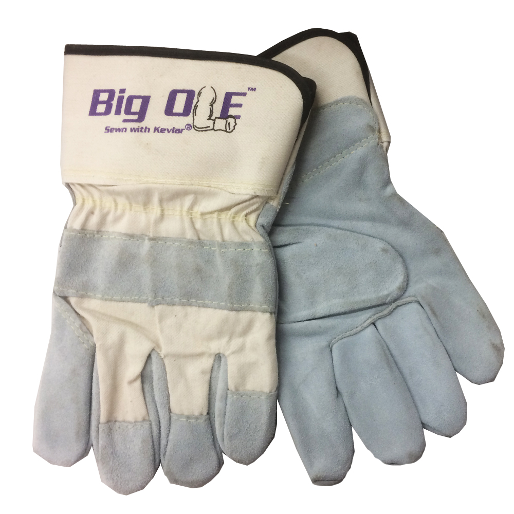 Big Ole 2100-L Side Split Leather Palm Gunn Cut 9 oz Safety Cuff Dozen Global Glove Canvas Back 