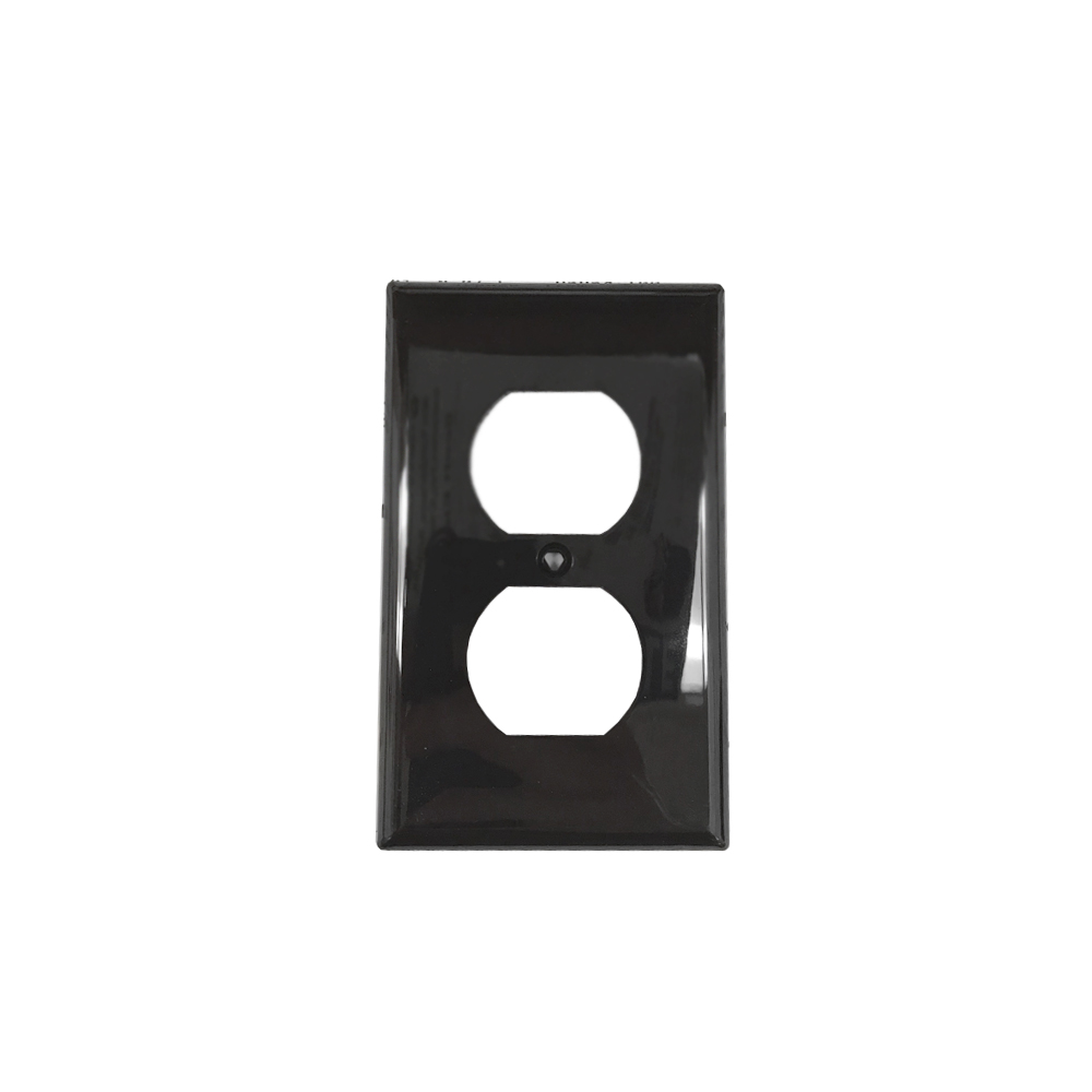 2pcs-Cooper 5132BK BLACK Standard Size Duplex Receptacle Wallplates Nylon 1-Gang 