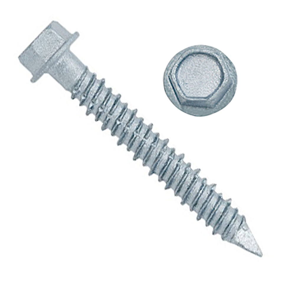 Powers Fasteners 1 4 X 1 3 4 Inch 410 Stainless Steel Hex Washer Head One Piece Self Tapping Concrete Screw