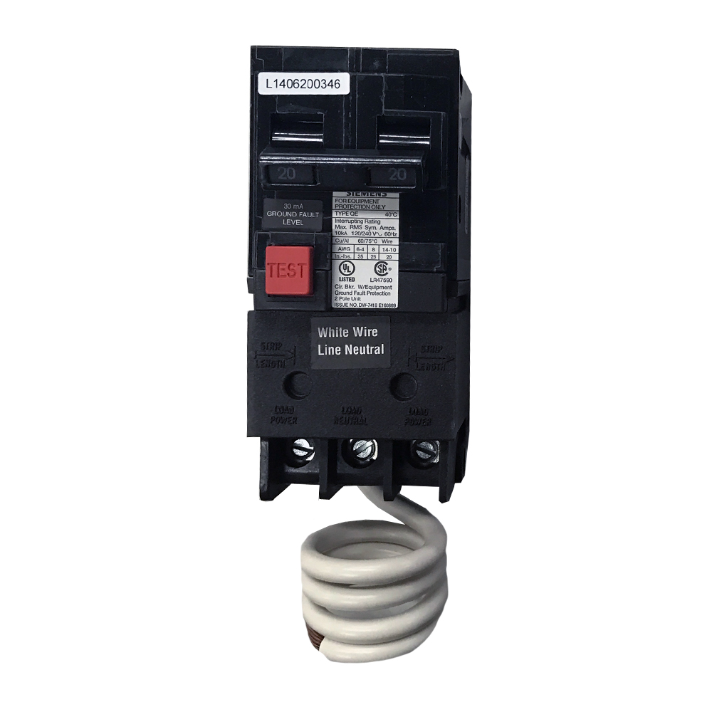 Siemens 50 Amp Double Pole Type QE Ground Fault Equipment Protection Circuit Breaker