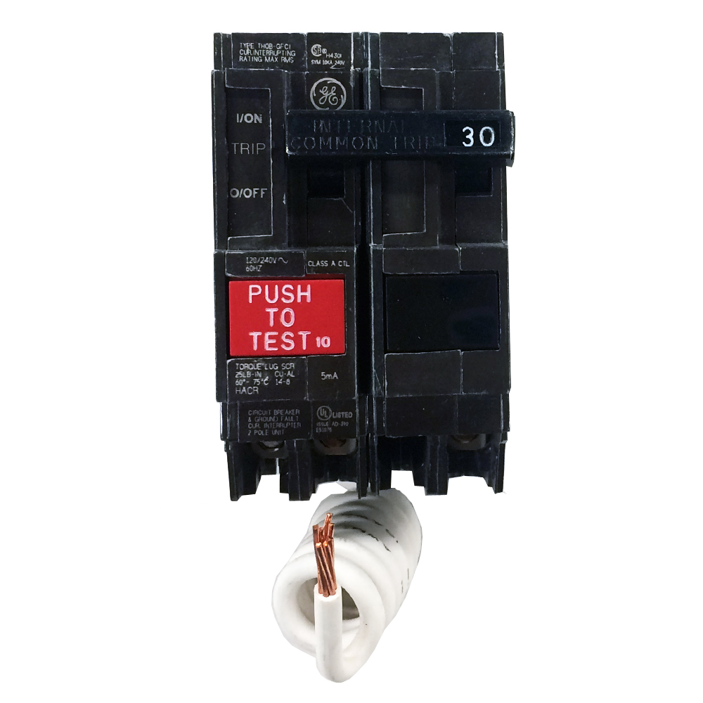 GE Ground Fault Circuit Breaker 30 Amp 2p THQB2130GF for sale online 