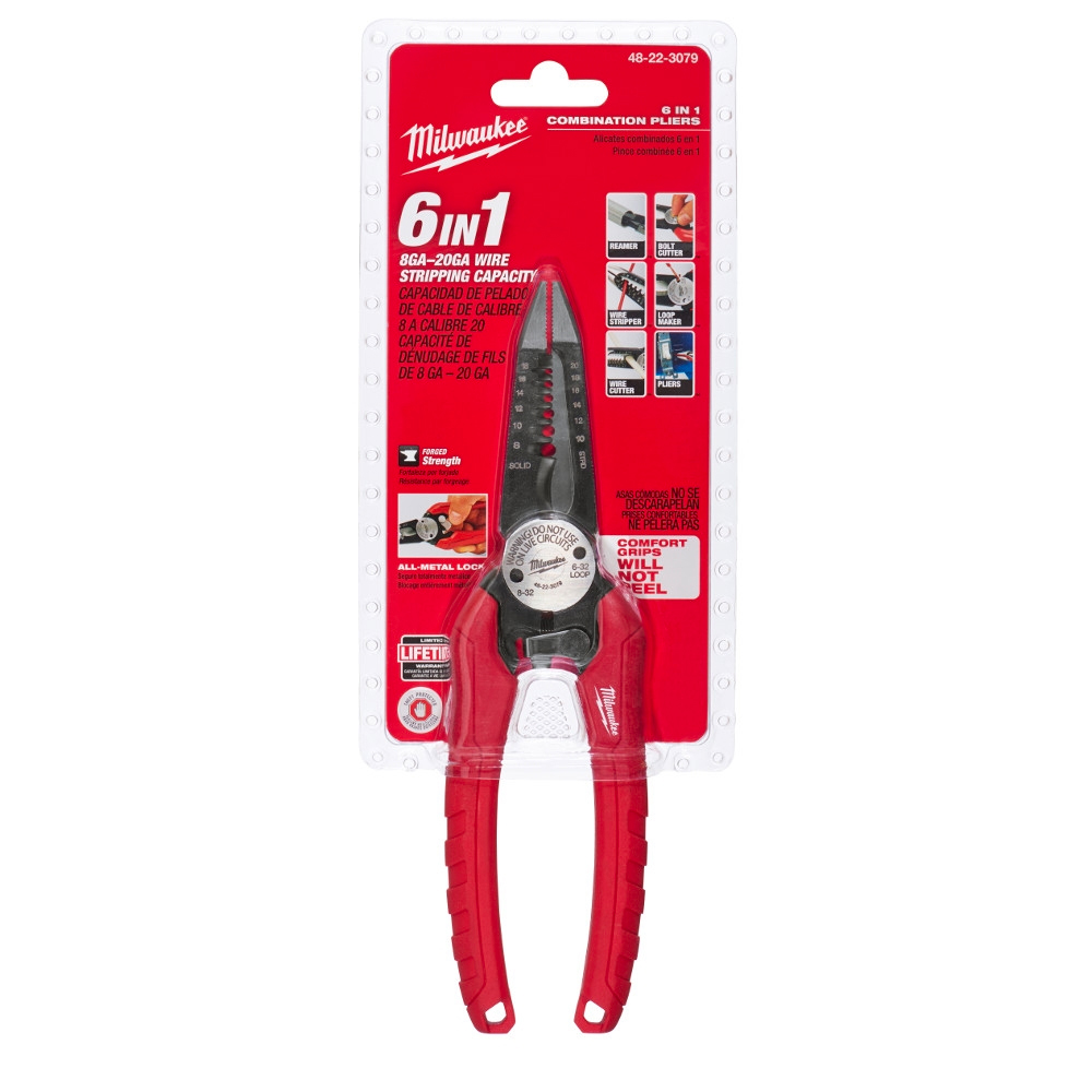 Milwaukee 48-22-3079 6-In-1, Combo Pliers, Wire Strippers, Bolt 