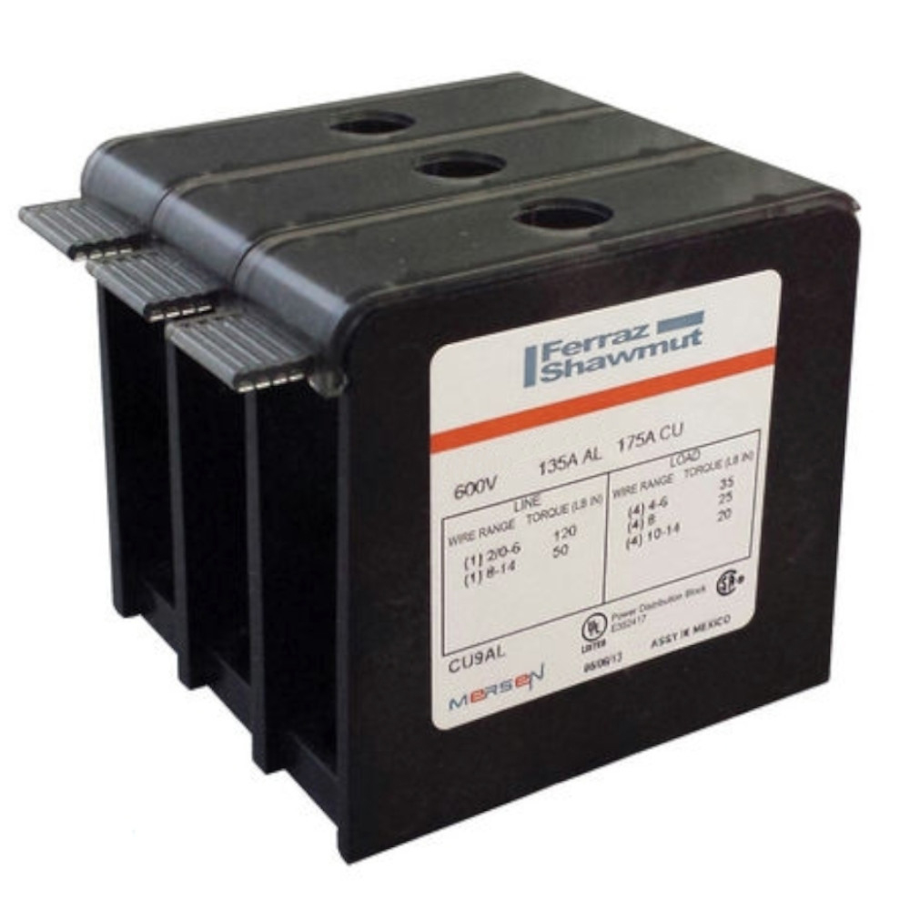 Mersen MPDB66543, Distribution Block Copper Intermediate 600 VAC 3POLE 460A Line (2) 4/06 AWG