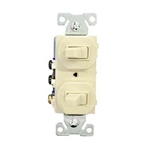 New Cooper Ivory DOUBLE Wall Toggle Light Switch Duplex Toggle 15A 120/277V 275V 
