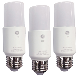 GE General Electric Lamp 75184 LED9LS3 827 9 Watt Bright Stik 60 Watt Equivalent Tube Type 3 per Pack LED White 120 Volt 800 Lumen